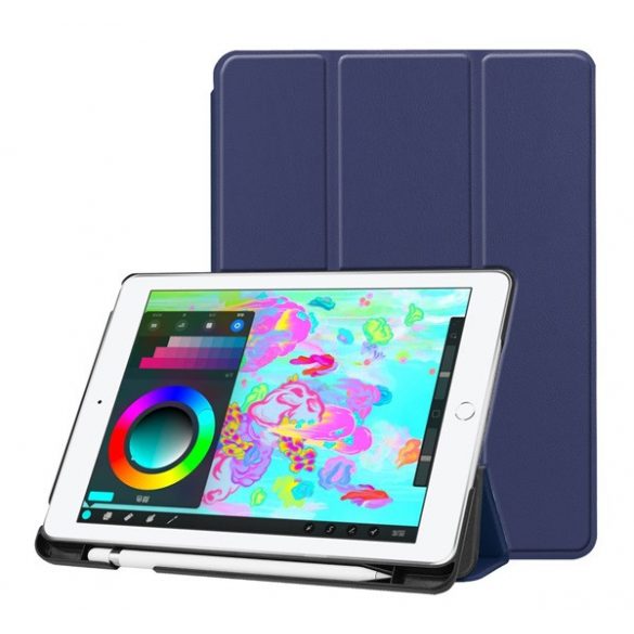 Husă stativă, efect piele (FLIP activ, deschidere laterală, suport desktop TRIFOLD, suport Apple Pencil) BUTTONS Apple IPAD 9.7 (2017) , Apple IPAD 9.7 (2018)