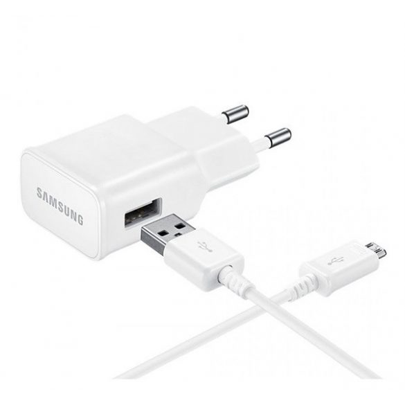 Încărcător de rețea SAMSUNG cu mufă USB (încărcător rapid + cablu microUSB ECB-DU4EWE) ALB