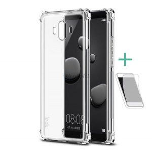 Protector de telefon din silicon IMAK (rezistenta medie la impact, colt cu perna de aer + folie protector ecran) TRANSPARENT Huawei Mate 10