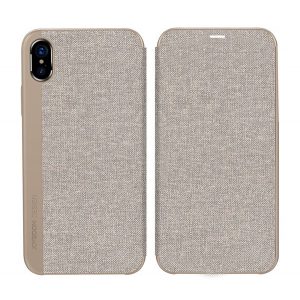 Husă JOYROOM LEON în picioare, efect piele (FLIP activ, deschidere laterală, acoperire textilă) MARO DESCHIS Apple iPhone X 5.8, Apple iPhone XS 5.8