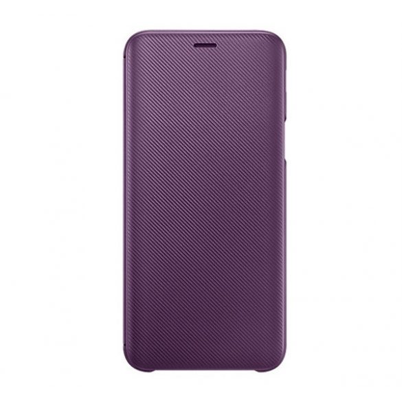 Husă SAMSUNG în picioare (FLIP activ, deschidere laterală, suport card bancar, model carbon) PURPLE Samsung Galaxy J6 (2018) SM-J600F