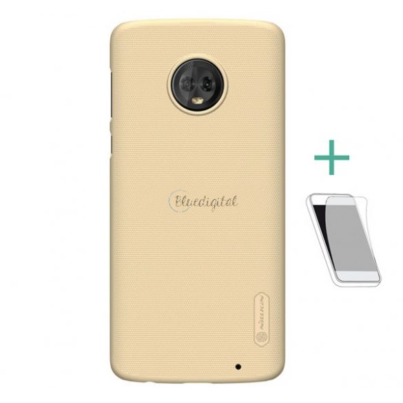 Protector de telefon din plastic NILLKIN SUPER FROSTED (cauciucat, suprafață aspră + folie de protecție a ecranului) GOLD Motorola Moto G6 Plus (XT1926)