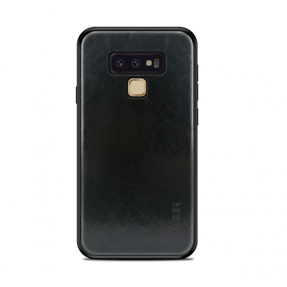 Protectie de telefon din plastic MOFI (cadru silicon, spate cu efect piele) NEGRU Samsung Galaxy Note 9 (SM-N960F)