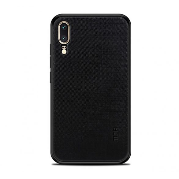 MOFI BRIGHT SHIELD plastic protecțiede telefon (cadru din silicon, spate textil) negru Huawei P20