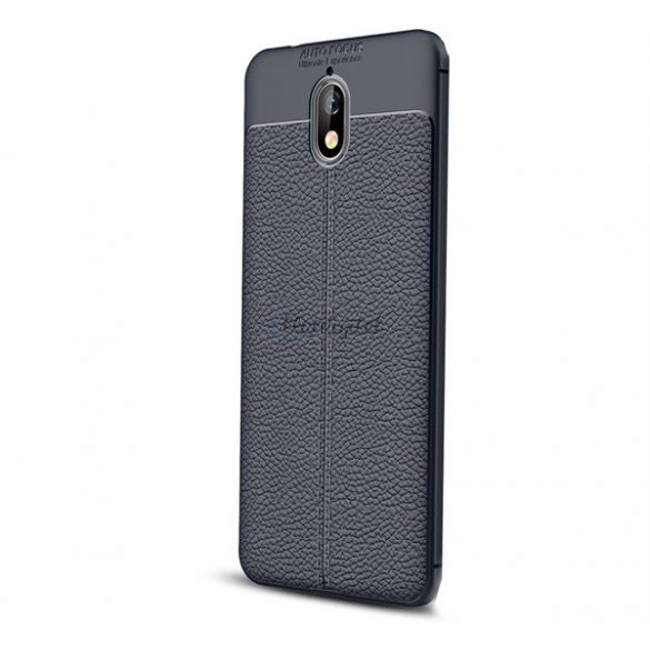 Protectie de telefon din silicon (rezistenta la impact mediu, efect piele, model de cusaturi) ALBASTRU INCHIS Nokia 3.1