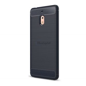 Protector de telefon din silicon (rezistență medie la impact, colț cu pernă de aer, periat, model carbon) ALBASTRU ÎNCHIS Nokia 2.1