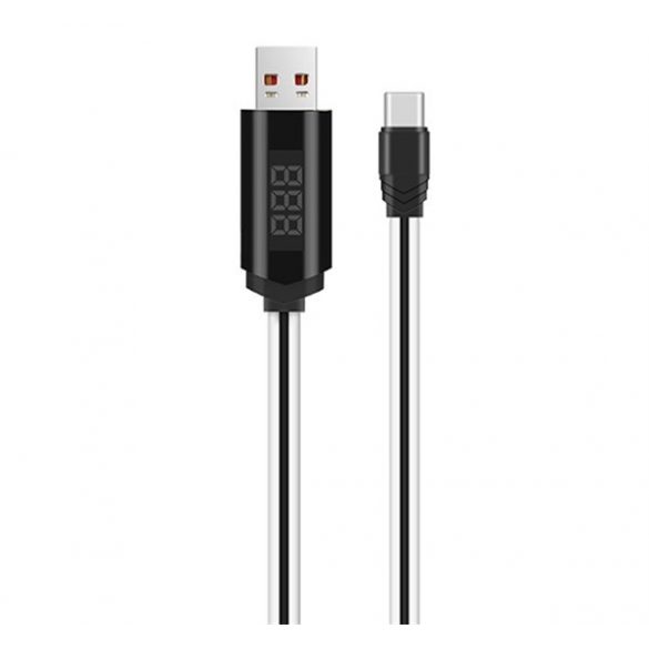 Cablu de date HOCO U29 (USB - Type-C, încărcător rapid, 100cm, anti-rupere, display LED) ALB