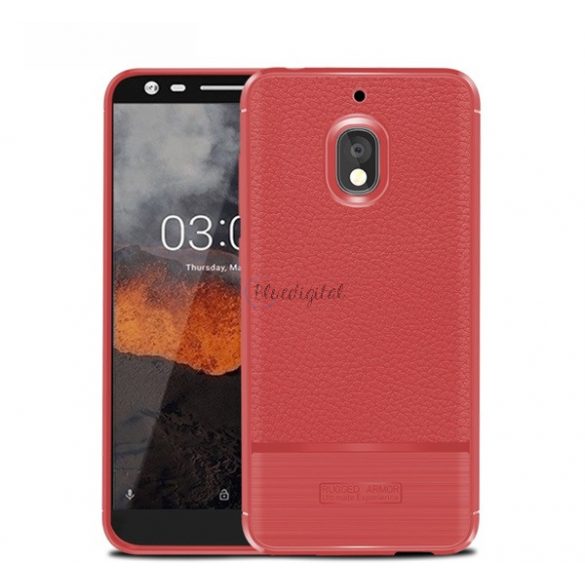 Protector de telefon din silicon (rezistenta la impact mediu, efect piele, periat) RED Nokia 2.1