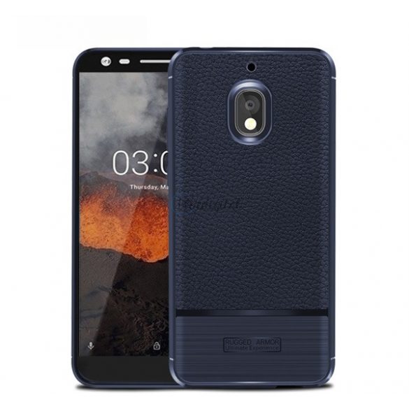 Protector de telefon din silicon (rezistenta la impact mediu, efect piele, periat) ALBASTRU INCHIS Nokia 2.1