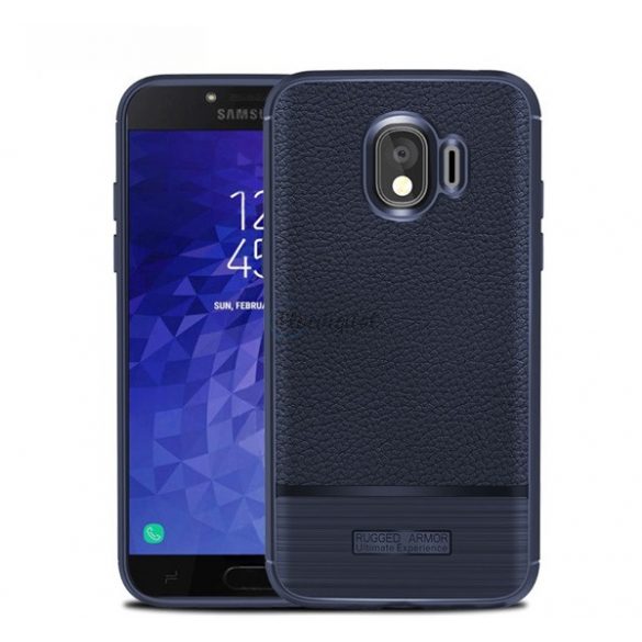 Protector de telefon din silicon (rezistenta la impact mediu, efect piele, periat) ALBASTRU INCHIS Samsung Galaxy J4 (2018) SM-J400F