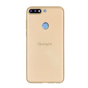 Protector de telefon din silicon (model carbon) GOLD Huawei Y7 Prime 2018 (Y7 2018)