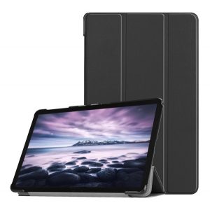 Husă în picioare, efect piele (FLIP activ, deschidere laterală, TRIFOLD, suport desktop) NEGRU Samsung Galaxy Tab A 10.5 LTE (2018) SM-T595, Galaxy Tab A 10.5 WIFI (2018) SM-T590