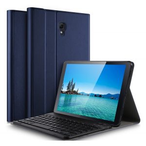 Husă stativă, efect piele (FLIP, tastatură bluetooth, suport desktop, QWERTY, engleză) BUTTON Samsung Galaxy Tab A 10.5 WIFI (2018) SM-T590, Samsung Galaxy Tab A 10.5 LTE (2018) SM-T595