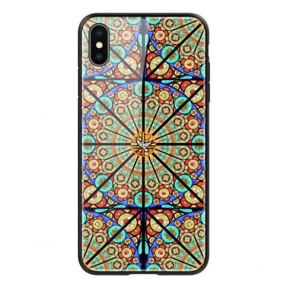 Cadru din silicon de protecție pentru telefon NILLKIN BRILLIANCE (BUMPER, rezistență medie la impact, spate din sticlă călită, model mandala) CULOARE Apple iPhone XS Max 6.5