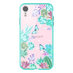 Rama din silicon de protectie pentru telefon NILLKIN FLORAL (BUMPER, rezistenta medie la impact, spate din sticla securizata, fluture, model cu flori) CULOARE Apple iPhone XR 6.1