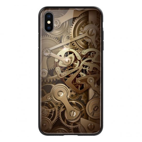 Cadru din silicon de protecție pentru telefon NILLKIN GEAR (BUMPER, rezistență medie la impact, spate din sticlă călită, model roată) MARO Apple iPhone XS Max 6.5