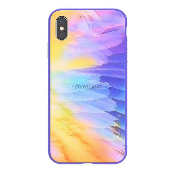 NILLKIN OMBRE cadru de protectie din silicon pentru telefon (BUMPER, rezistenta medie la impact, spate din sticla securizata, colorat) PURPLE Apple iPhone XS Max 6.5