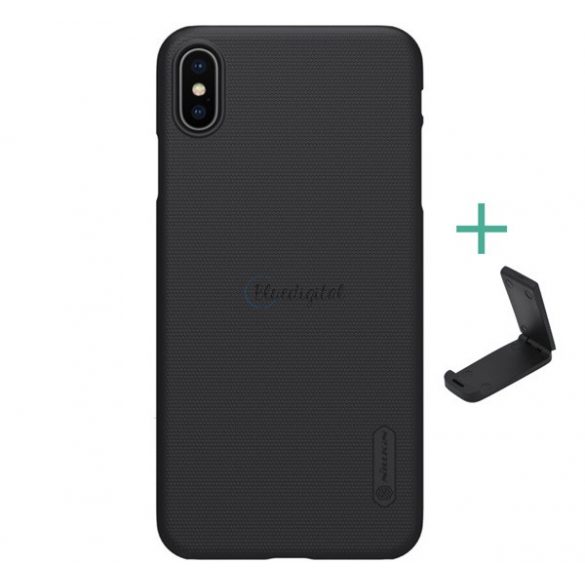 Protector de telefon din plastic NILLKIN SUPER FROSTED (cauciucat, suprafata aspra + suport de masa) NEGRU Apple iPhone XS Max 6.5