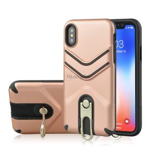 Protector de telefon din plastic Defender (rezistent mediu la impact, cauciucat, suport metalic) ROSE GOLD Apple iPhone XR 6.1