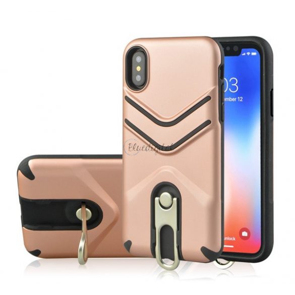 Protector de telefon din plastic Defender (rezistent mediu la impact, cauciucat, suport metalic) ROSE GOLD Apple iPhone XR 6.1