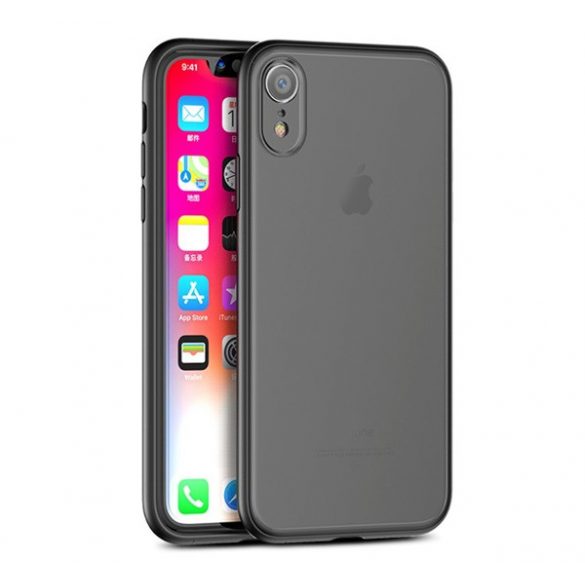 IPAKY SPECTER plastic telefon protecție(cadru de silicon, mediu rezistent la impact) negru Apple iPhone XR 6.1