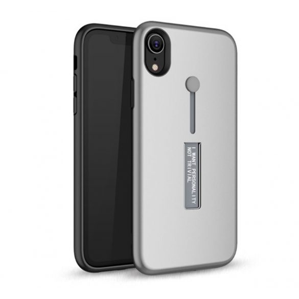 Protectie din plastic pentru telefon (cauciucat, silicon slip-on) SILVER Apple iPhone XR 6.1