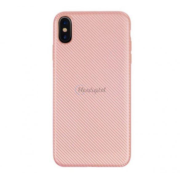 Protector de telefon din silicon (model carbon) ROSE GOLD Apple iPhone XS Max 6.5