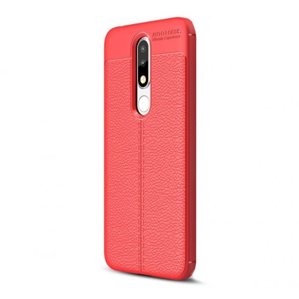 Protectie din silicon pentru telefon (rezistenta medie la impact, efect piele, model de cusaturi) RED Nokia 5.1 Plus (Nokia X5)