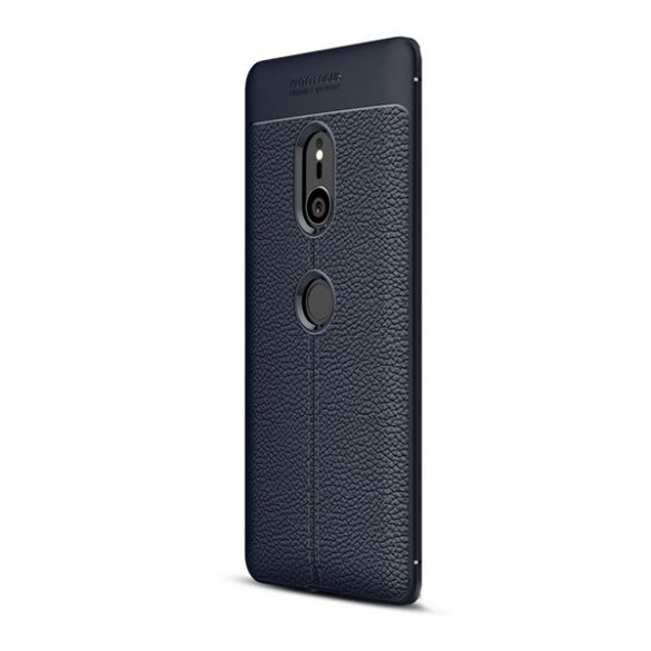 Protectie din silicon pentru telefon (rezistenta la impact mediu, efect piele, model de cusaturi) ALBASTRU INCHIS Sony Xperia XZ3 (H9436)