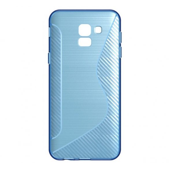 Husă silicon pentru telefon (S-line, model de carbon) LIGHT albastruSamsung Galaxy J6 (2018) SM-J600F