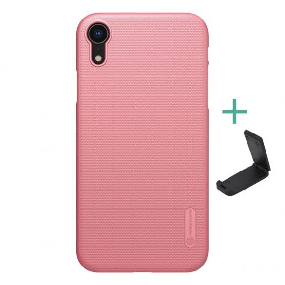 Protector de telefon din plastic NILLKIN SUPER FROSTED (cauciucat, suprafata aspra + suport de masa) ROSE GOLD Apple iPhone XR 6.1