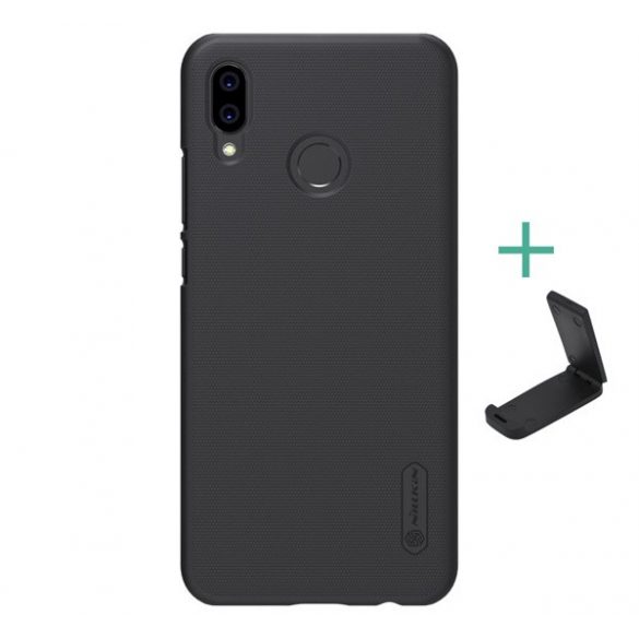 NILLKIN SUPER FROSTED plastic protecțiede telefon (cauciucat suprafață aspră + suport desktop) negru Huawei P20 Lite