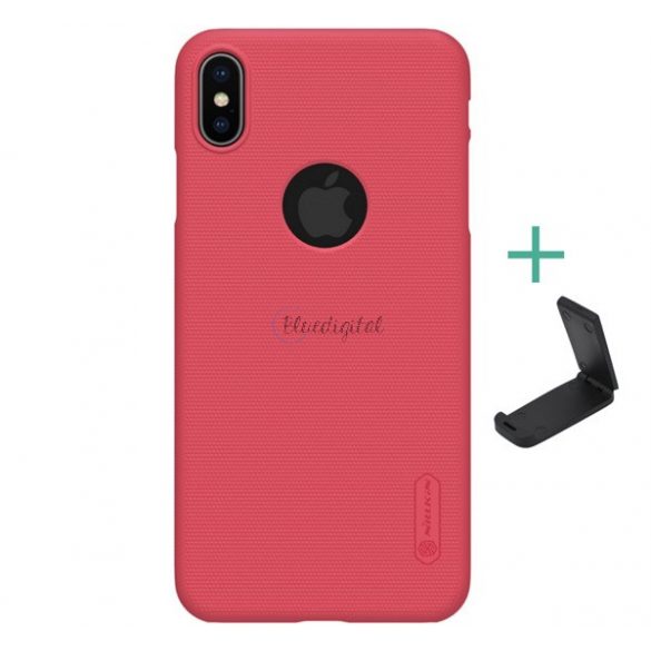 Protector de telefon din plastic NILLKIN SUPER FROSTED (cauciucat, suprafata aspra, decupaj logo + suport pentru masa) RED Apple iPhone XS Max 6.5