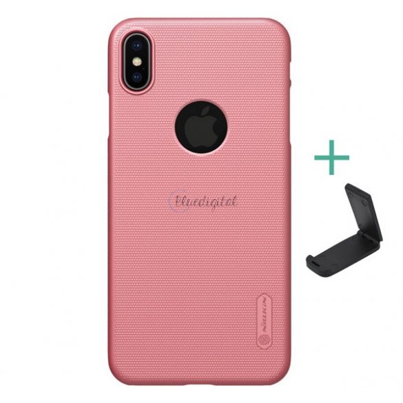 Protector de telefon din plastic NILLKIN SUPER FROSTED (cauciucat, suprafata rugoasa, decupaj logo + suport de masa) ROSE GOLD Apple iPhone XS Max 6.5