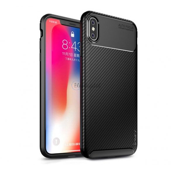 Protector de telefon din silicon IPAKY (model carbon) NEGRU Apple iPhone XS Max 6.5