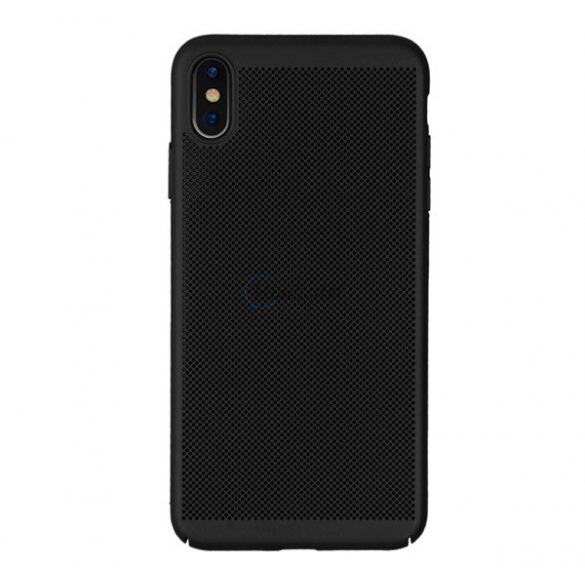 Protector de telefon din plastic (cauciucat, model perforat) NEGRU Apple iPhone XS Max 6.5