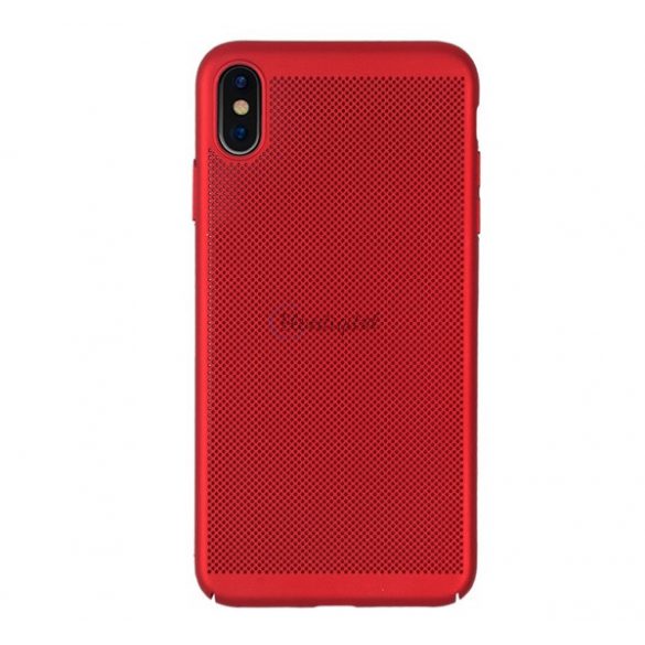 Protector de telefon din plastic (cauciucat, model perforat) RED Apple iPhone XS Max 6.5