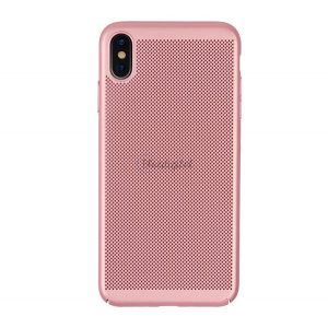 Protectie de telefon din plastic (cauciucat, model perforat) ROSE GOLD Apple iPhone XS Max 6.5