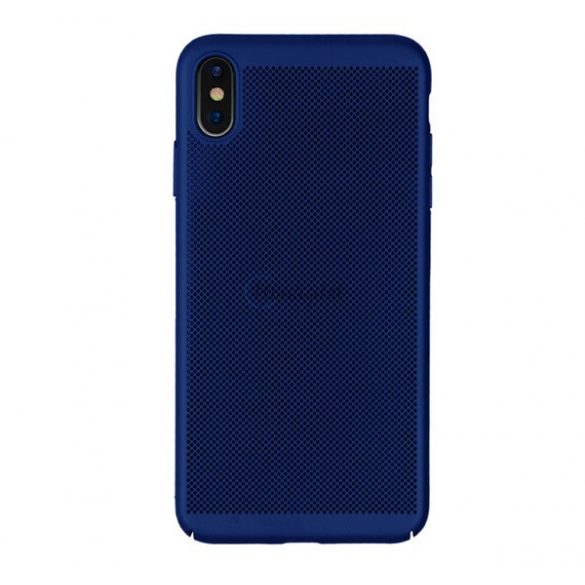 Protecție din plastic pentru telefon (cauciucat, model perforat) ALBASTRU ÎNCHIS Apple iPhone XS Max 6.5