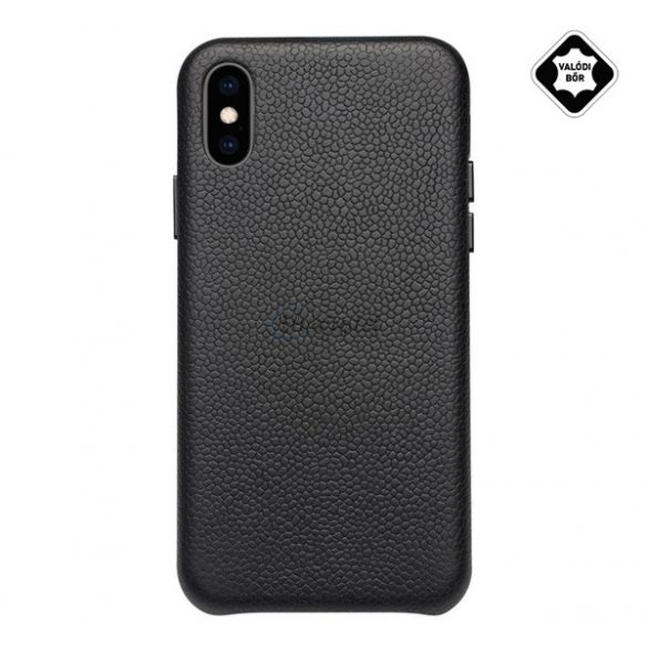 Protector de telefon din plastic QIALINO (acoperire din piele naturala, suprafata rugoasa) NEGRU Apple iPhone XS Max 6.5