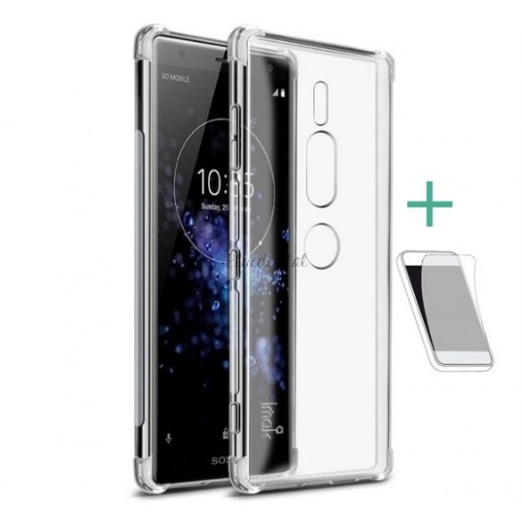 Protector de telefon din silicon IMAK (rezistenta la impact mediu, colt cu perna de aer + folie protector ecran) TRANSPARENT Sony Xperia XZ2 Premium (H8166)