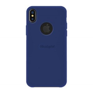 Protector de telefon din plastic SILK 4-OK (cauciucat, decupat logo) ALBASTRU ÎNCHIS Apple iPhone XS Max 6.5