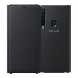 Husă SAMSUNG în picioare (FLIP activ, deschidere laterală, suport card bancar) NEGRU Samsung Galaxy A9 (2018) SM-A920