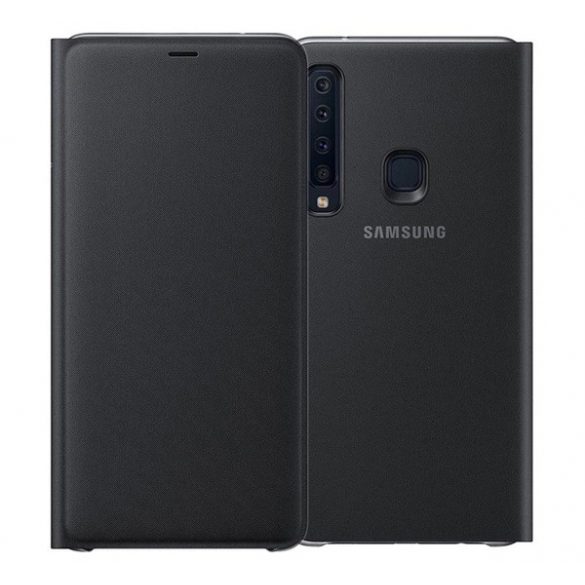 Husă SAMSUNG în picioare (FLIP activ, deschidere laterală, suport card bancar) NEGRU Samsung Galaxy A9 (2018) SM-A920