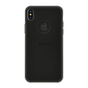 Protector de telefon din plastic SILK 4-OK (cauciucat, decupat logo) NEGRU Apple iPhone XS Max 6.5