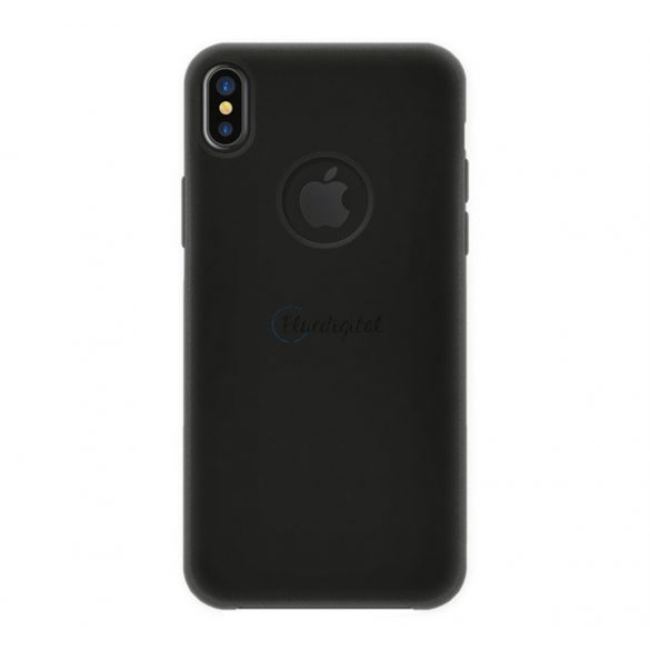 Protector de telefon din plastic SILK 4-OK (cauciucat, decupat logo) NEGRU Apple iPhone XS Max 6.5