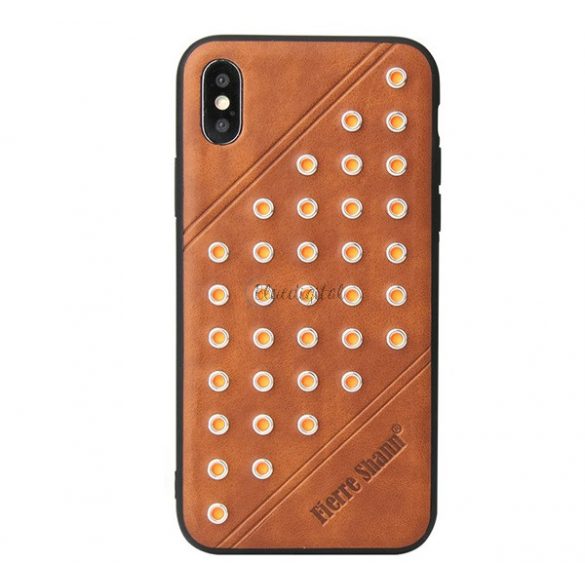 Protectie de telefon din plastic FIERRE SHANN (spate din piele, cu crampoane) MARO Apple iPhone XS 5.8, Apple iPhone X 5.8