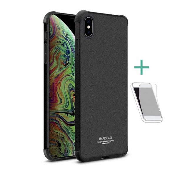 Protector de telefon din silicon IMAK (rezistenta medie la impact, colt cu perna de aer, folie mat + protectie ecran) NEGRU Apple iPhone XS Max 6.5