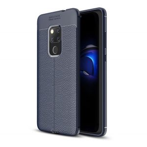 Protectie din silicon pentru telefon (rezistenta la impact mediu, efect piele, model de cusaturi) ALBASTRU INCHIS Huawei Mate 20