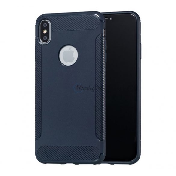 Protectie din silicon pentru telefon (rezistenta la impact mediu, model carbon, decupaj logo) ALBASTRU INCHIS Apple iPhone XS Max 6.5